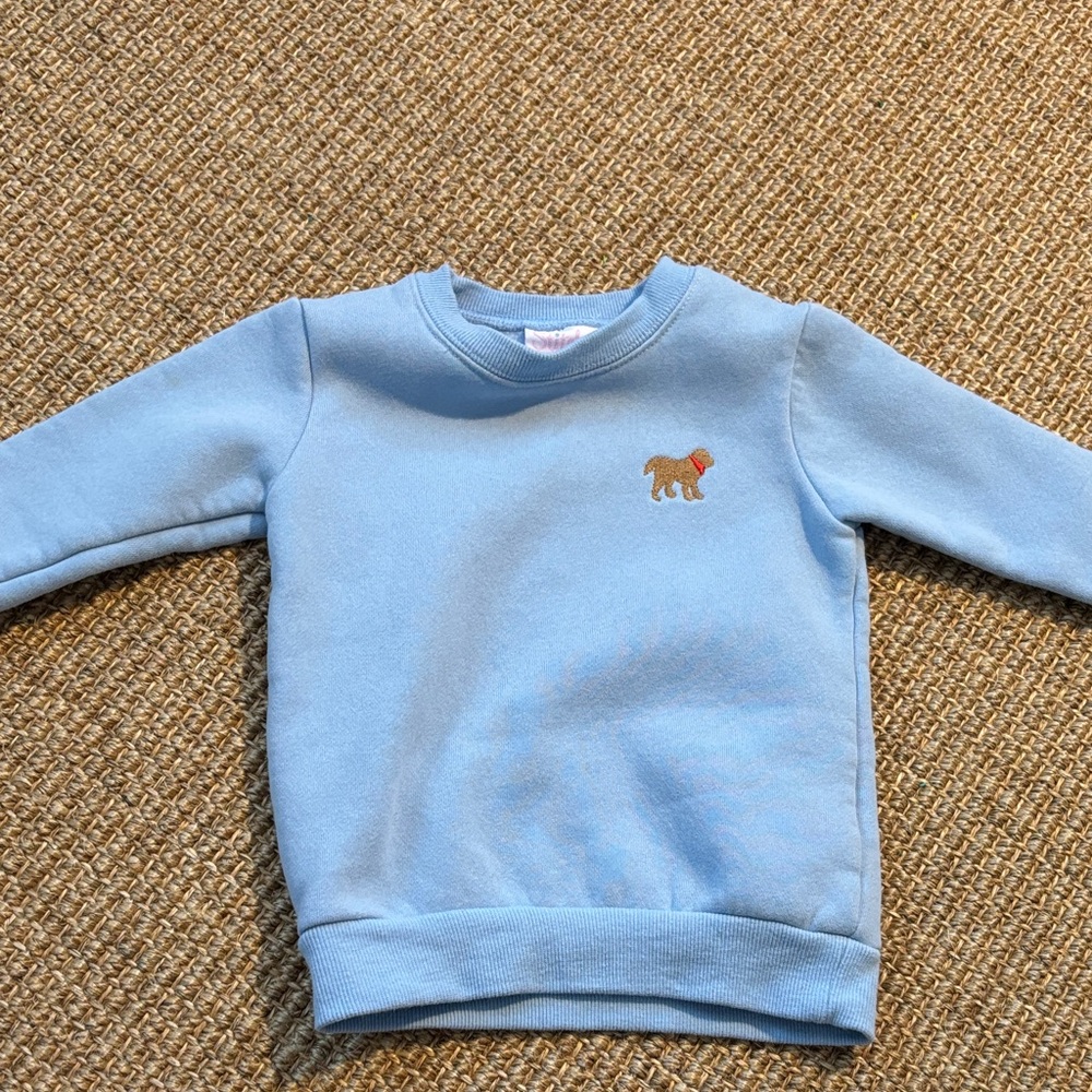 Blue Kids Sweatshirt with Embroidered Dog